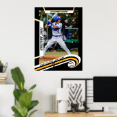 Honkbal Keepsakes in Lively Yellow Black Custom Poster (Thuiskantoor)