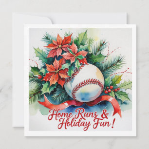 Honkbal Kerst Feestelijke Honkbal Feestdagenkaart