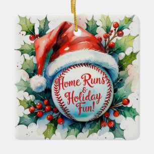 Honkbal Kerst Feestelijke Honkbal Keramisch Ornament