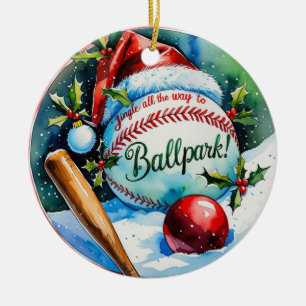 Honkbal Kerst Feestelijke Honkbal Keramisch Ornament