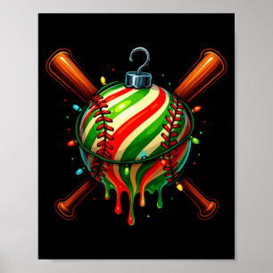 Honkbal Kerst Ijs Drip Honkbal Dripng Poster