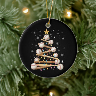 Honkbal Kerstboom Licht Kerstmis Sportliefhebber Keramisch Ornament