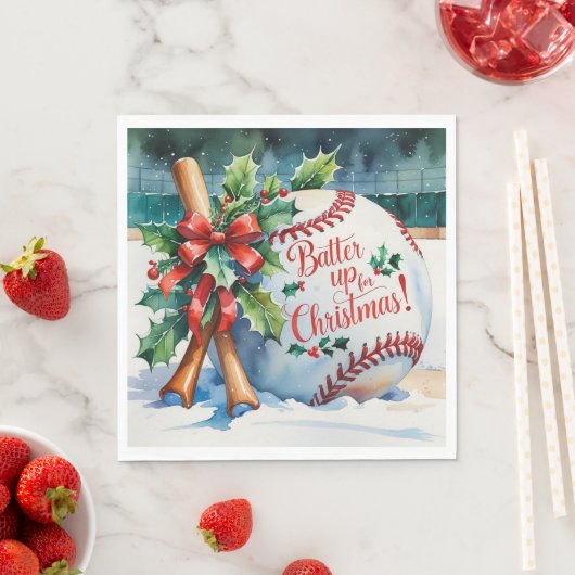 Honkbal Kerstmis "Batter Up voor Kerstmis!" Servet (Insitu)