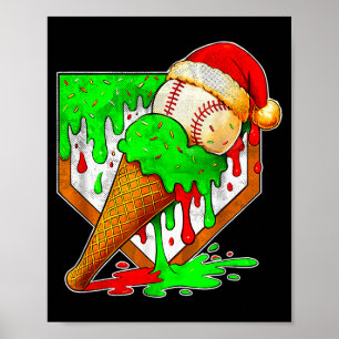 Honkbal Kerstmis Kerstmis Honkbal IJsdroppend Bo Poster