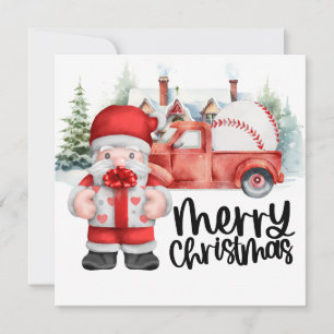 Honkbal Kerstmis met Sinterklaas en Sneeuwman Feestdagenkaart