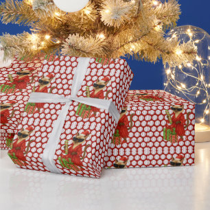 Honkbal Kerstmis thema voor Cat Lovers Cadeaupapier