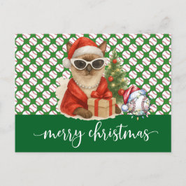 Honkbal Kerstmis thema voor Cat Lovers Feestdagenkaart