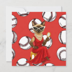 Honkbal Kerstmis thema voor Cat Lovers Feestdagenkaart