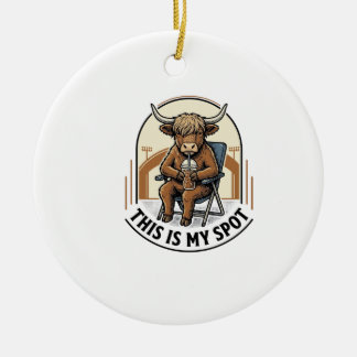 Honkbal Koe Shirt Met Iced Coffee Mascotte Keramisch Ornament