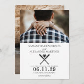 Honkbal liefde bruiloft save the date (Voorkant / Achterkant)