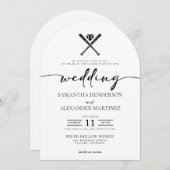 Honkbal Liefde met QR Code Wedding Kaart (Voorkant / Achterkant)