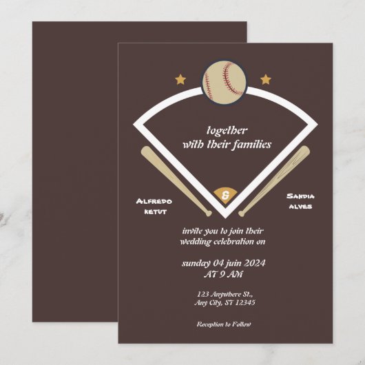 Honkbal liefde sport thema bruiloft uitnodigingen (Voorkant / Achterkant)