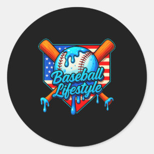 Honkbal Lifestyle 101 Kleding Jeugd Honkbal Drip Ronde Sticker