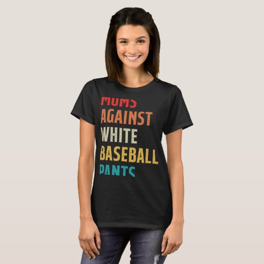 honkbal mam  moeders tegen witte honkbal p t-shirt (Voorkant volledig)