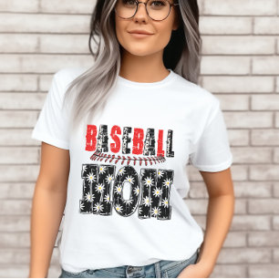 honkbal mam-verdrietig bloemmotief t-shirt