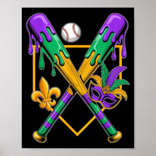 Honkbal Mardi Gras Carnaval Feest Illustratie Poster