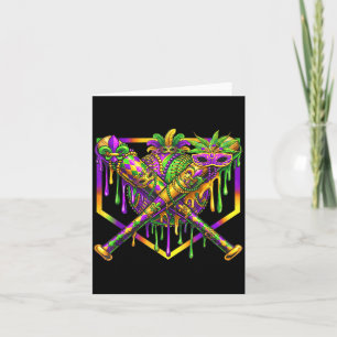 Honkbal Mardi Gras Carnaval Feest Masker Ijs Kaart