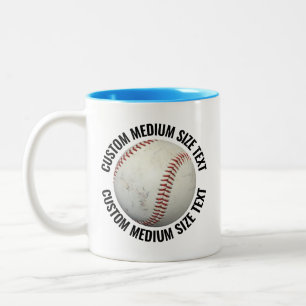 Honkbal & Medium Text LICHTBLAUW 325ml Custom Tweekleurige Koffiemok