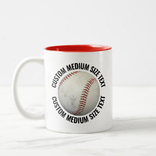 Honkbal & Medium Text RED 11oz Aangepast Tweekleurige Koffiemok