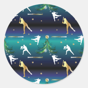 Honkbal Meisjes Softbal Kerstmis Ronde Sticker