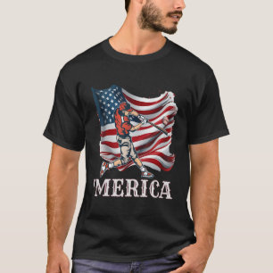 Honkbal Merica Patriottisch 4 juli Amerikaanse vla T-shirt