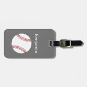 Honkbal met aangepaste naam - Grijs Bagagelabel (Voorkant horizontaal)