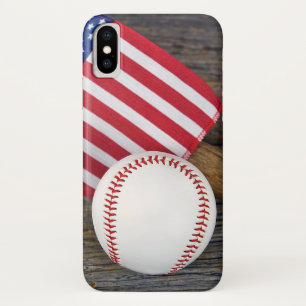 honkbal met Amerikaanse vlag iPhone X Hoesje