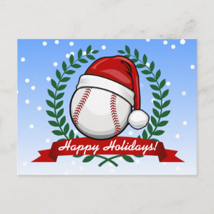 Honkbal met een kerststijl kerstmuts feestdagenkaart