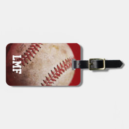 Honkbal met gepersonaliseerd monogram bagagelabel