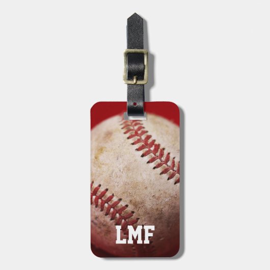 Honkbal met gepersonaliseerd monogram bagagelabel (Voorkant verticaal)