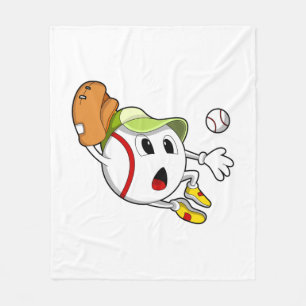 Honkbal met honkbalhandschoen & pet fleece deken