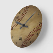  honkbal met monogram ronde klok (Hoek)