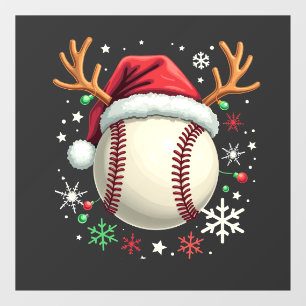Honkbal met rendierhoorns en Kerstmis Raamsticker
