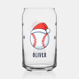 Honkbal met Santa Hat Sports Kerstmis Blikvorm Glas