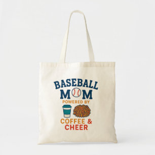Honkbal moeder aangedreven door koffie en juichen tote bag