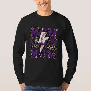 Honkbal Moeder Honkbal Bliksemschicht Luipaard Paa T-shirt