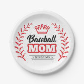 Honkbal moeder Shirt de beste ooit Crown Papieren Bordje (Voorkant)