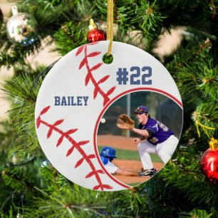 Honkbal Naam Shirt Nummer Foto Aandenken Keramisch Ornament