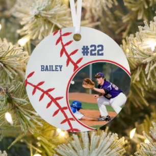 Honkbal Naam Shirt Nummer Foto Aandenken Metalen Ornament