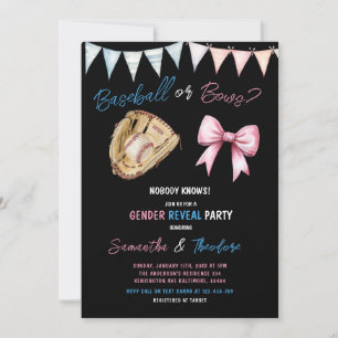 Honkbal of Bows Boy of Girl Gender Reveal Party Kaart