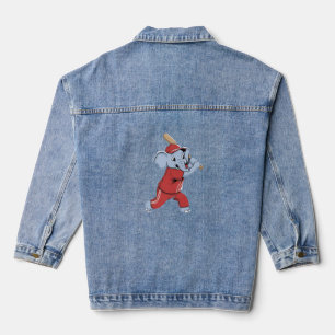 honkbal olifant Cartoon Denim Jacket