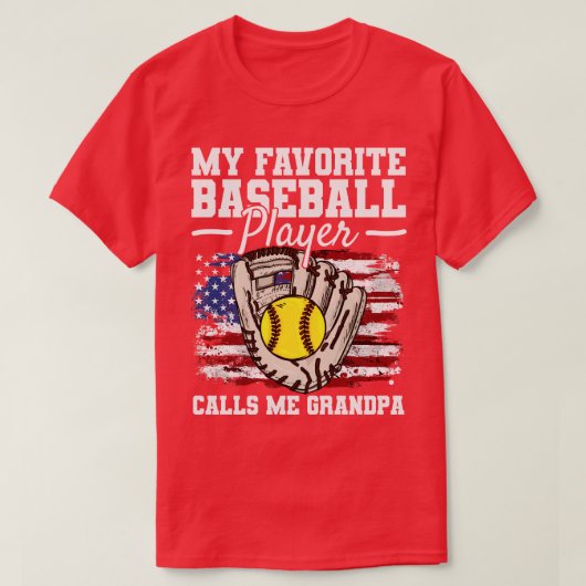 Honkbal Opa Opa USA Vlag T-shirt (Design voorkant)