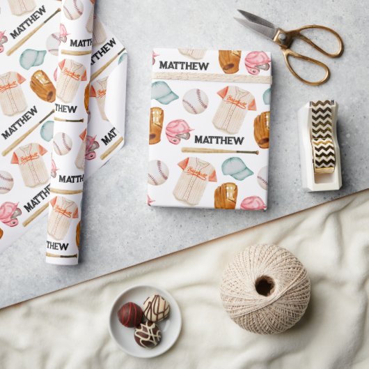 Honkbal Patroon Verjaardag Wrapping Papier (Crafts)