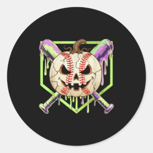 Honkbal Pompoen Halloween Honkbal Drip Spoken Hall Ronde Sticker