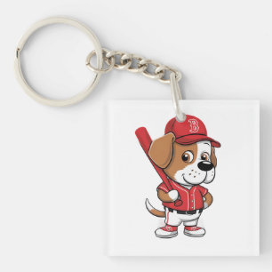 Honkbal Puppy Cartoon Sleutelhanger