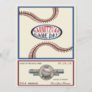 Honkbal Retro 5.5 x 7.5 Bar Mitswa Kaart