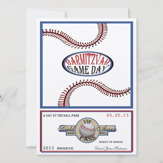 Honkbal Retro 5.5 x 7.5 Bar Mitswa Kaart (Voorkant)