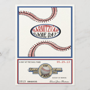 Honkbal Retro 5.5 x 7.5 Bar Mitswa Kaart