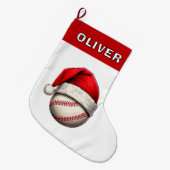 Honkbal Rode Kerstman Hoed Naam Grote Kerstsok (Voorkant (Hangend))