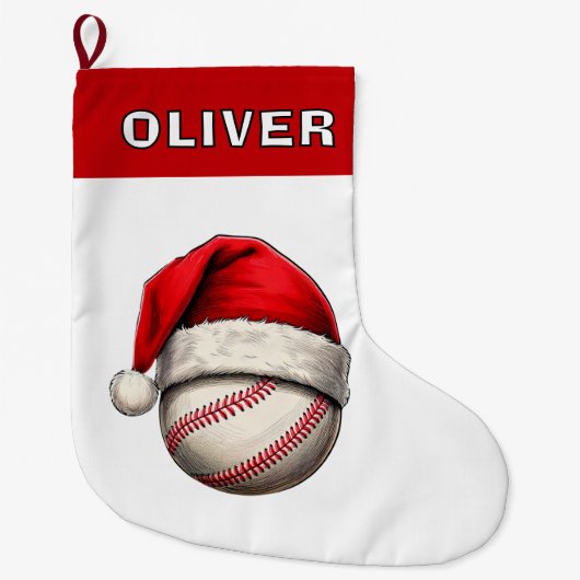 Honkbal Rode Kerstman Hoed Naam Grote Kerstsok (Voorkant)